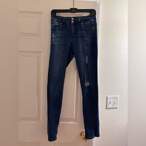 Dark Blue Mid Rise Skinny Jeans
